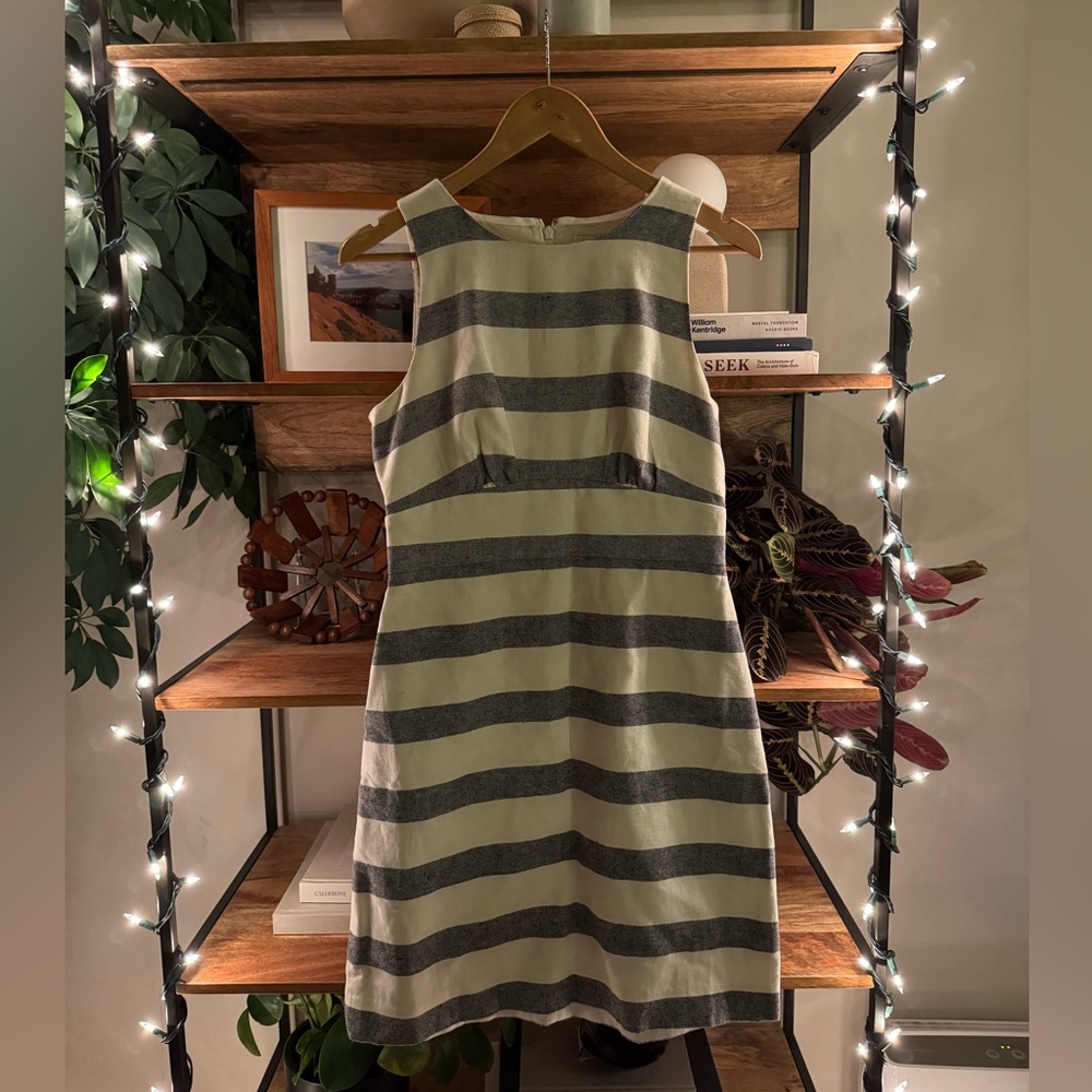 J. Crew Gray and Cream Striped Mini Dress